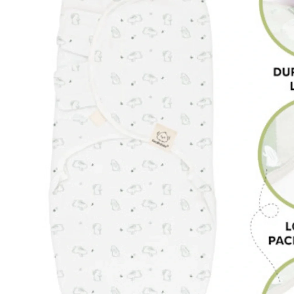 Keababies set of 3 swaddles Green & White Wraps size S 0-3 months. Never used! - Picture 3 of 3
